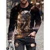 Black and White Tiger 3D Print Men's T-shirt Fashion Long-sleeved T-shirt Casual Round Neck Street Top Loose Pullover Autumn