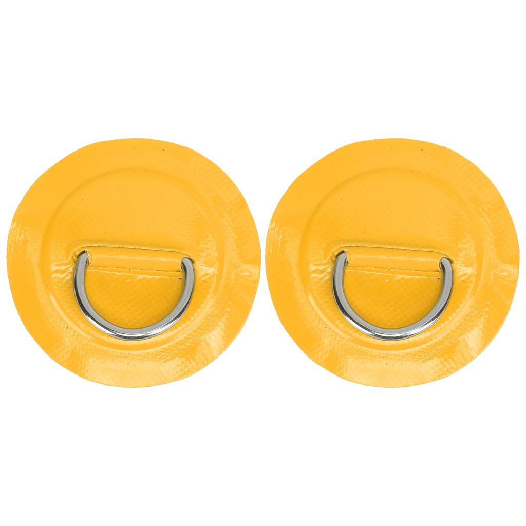 2 Pcs Inflatable Boat DRing Pad Patch PVC Durable Marine Stainless Steel Fixed Buckle(Yellow )
