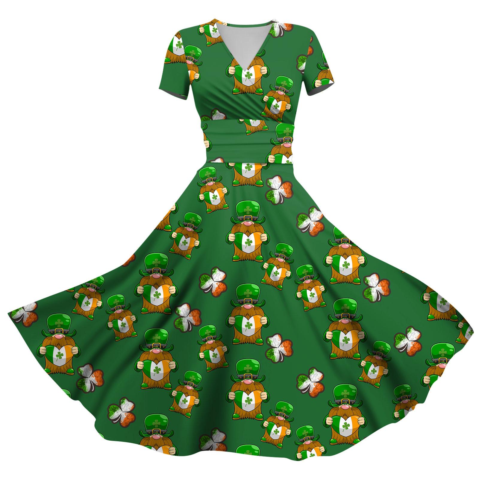 

Женская модная и повседневная одежда. Платье с принтом Патрика и короткими рукавами, карманами и перекрученной отделкой S