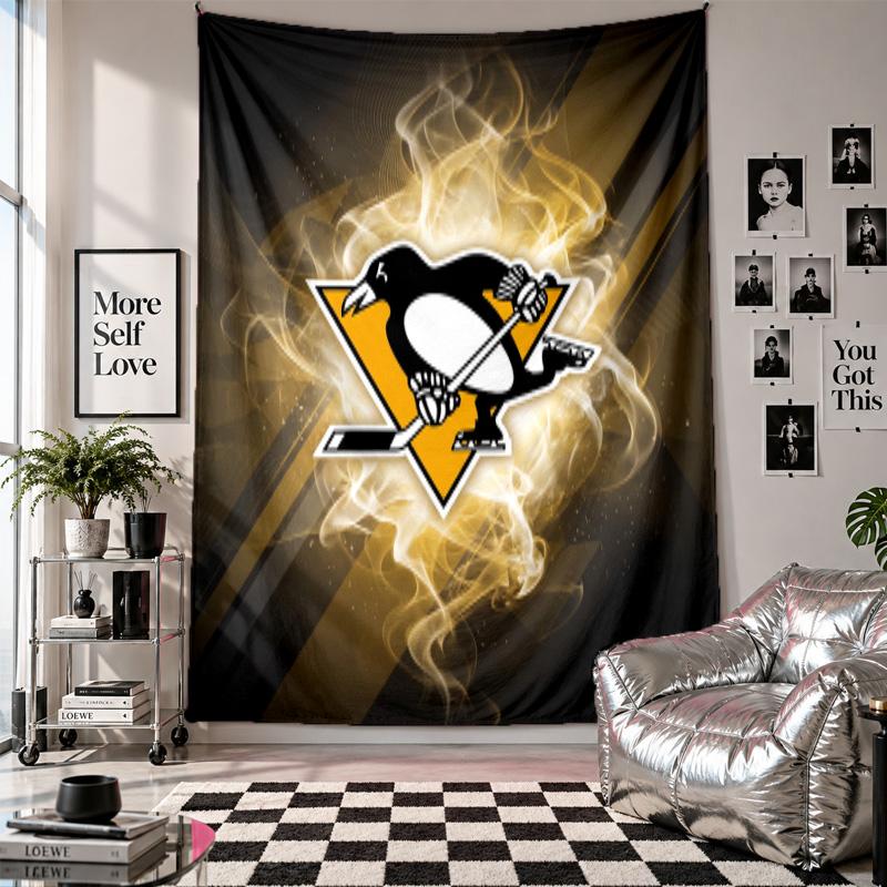 Pittsburgh Penguins Wall Tapestry Home Decor Wall Hanging Cloth for Bedroom Living Room Background
