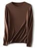 Women's Solid Color Wool Pullover Sweater - Round Neck, Long Sleeve, Versatile Base Layer Knitwear