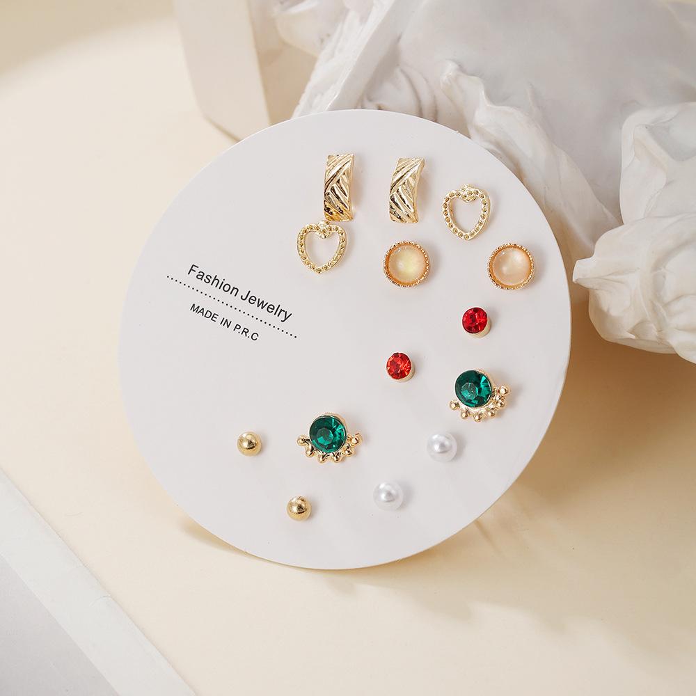One week stud earrings set, simple and small combination earrings, women's Korean version, new trendy temperament, small earrings, simple and advanced