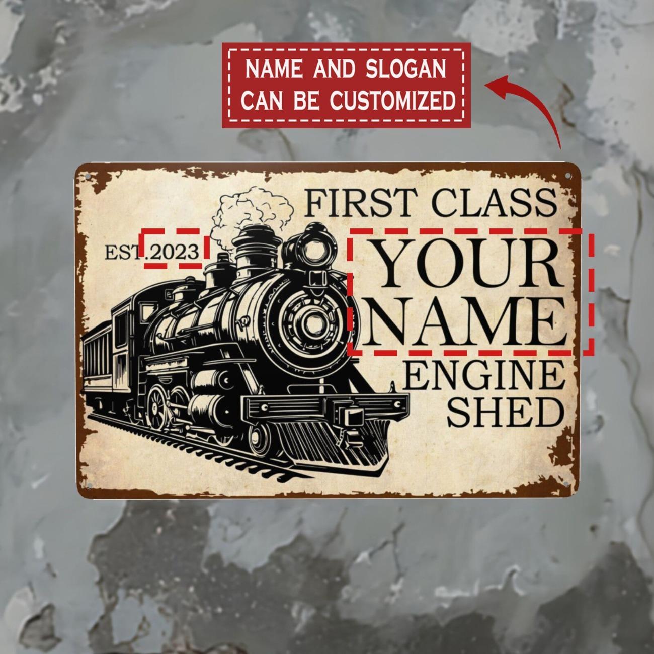 

1pc Custom Metal Train Sign Engine Shed Name Plate Wall Decor белый