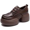 GKTINOO Retro Genuine Leather Thick Sole Pumps 2025 Spring New British Style Women's Round Toe Platform Shoes