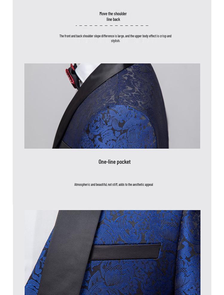 Men's Cross-border Hot-selling Jacquard Two-piece Evening & Business Casual Suit.