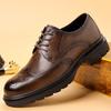 Men's Genuine Leather Brogue Shoes - Formal, Trendy High-end British Style with Thick Soles