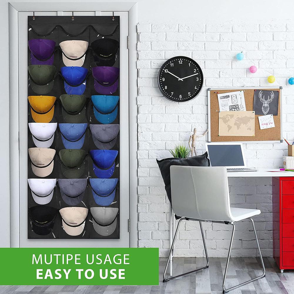 24 grid hat storage hanging bag, baseball cap storage multifunctional door storage hanging bag