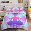 Gold Meditation Bedding Sets Comforter Covers Yoga Buddha Duvet Cover Set with Pillowcase Mystery Theme for Bedroom Decoration