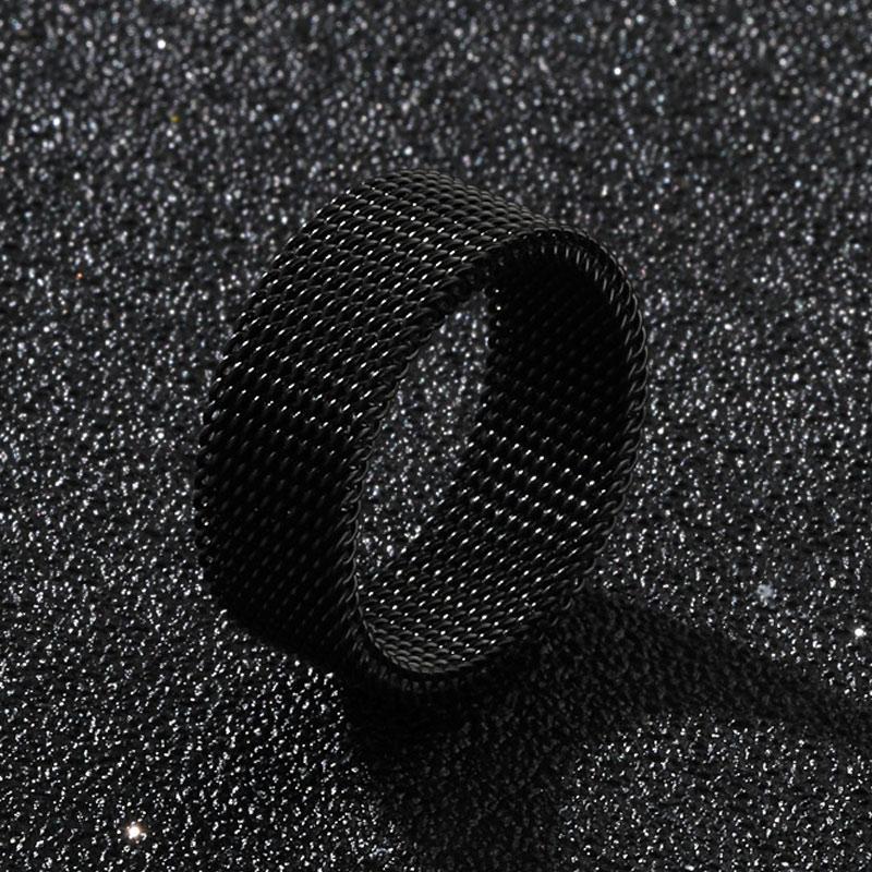 2025 New 8mm Wide Stainless Steel Rings Titanium Couple Rings Deformable Mesh Accessories for Women Men Jewelry Wedding Gift