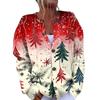 Women's Fashion Christmas Printed Long Sleeve Knitted Cardigan Button Down Jacket