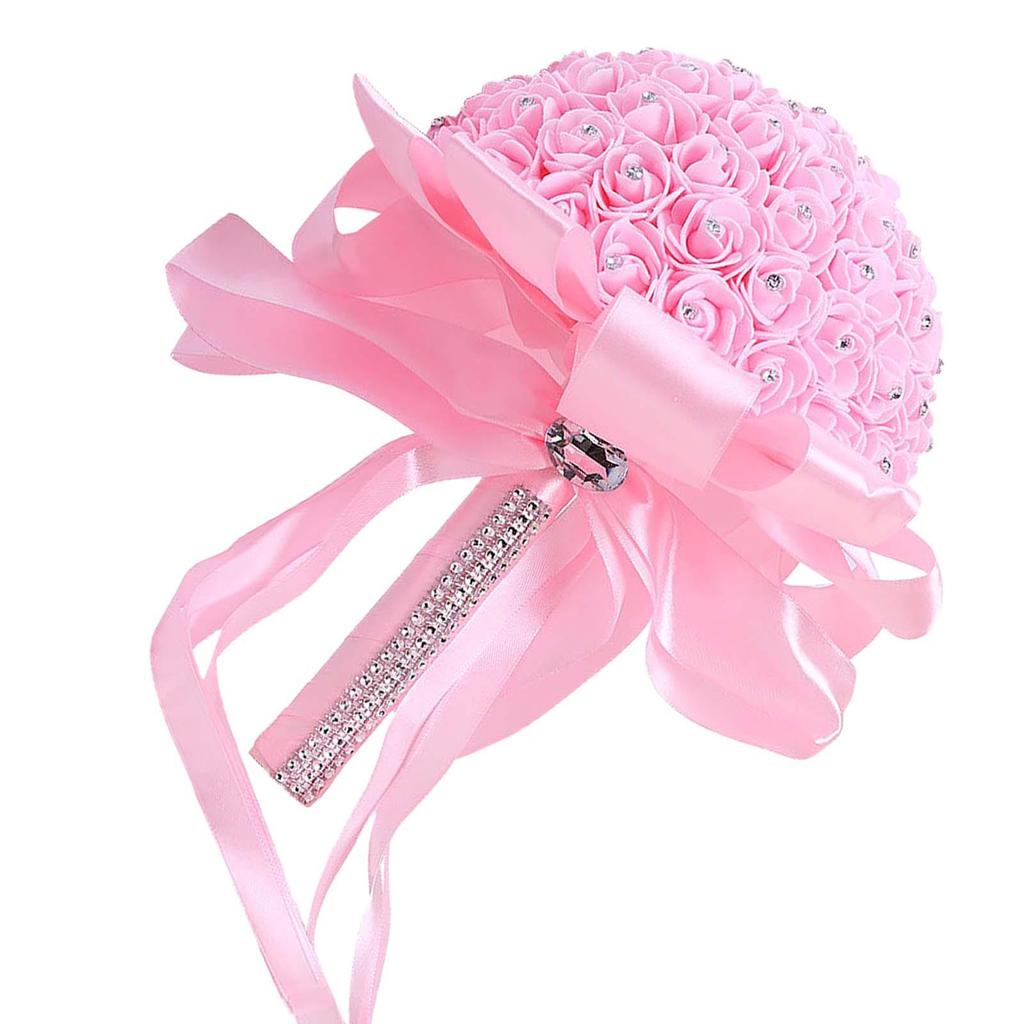 Bridal Bouquet Artificial Roses Flowers Bride Bouquets Ribbon Material Foam Comfortable Decorative