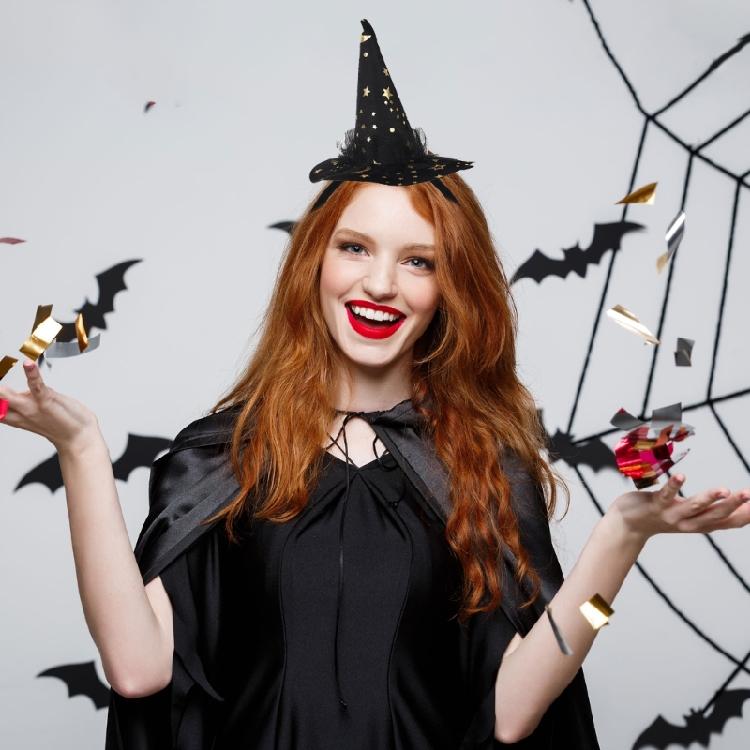 Festival Halloween Witch Hat Hairband with Mesh for Women Men Cosplay Spiderwebs Wizard Caps Headband Costume Accessory