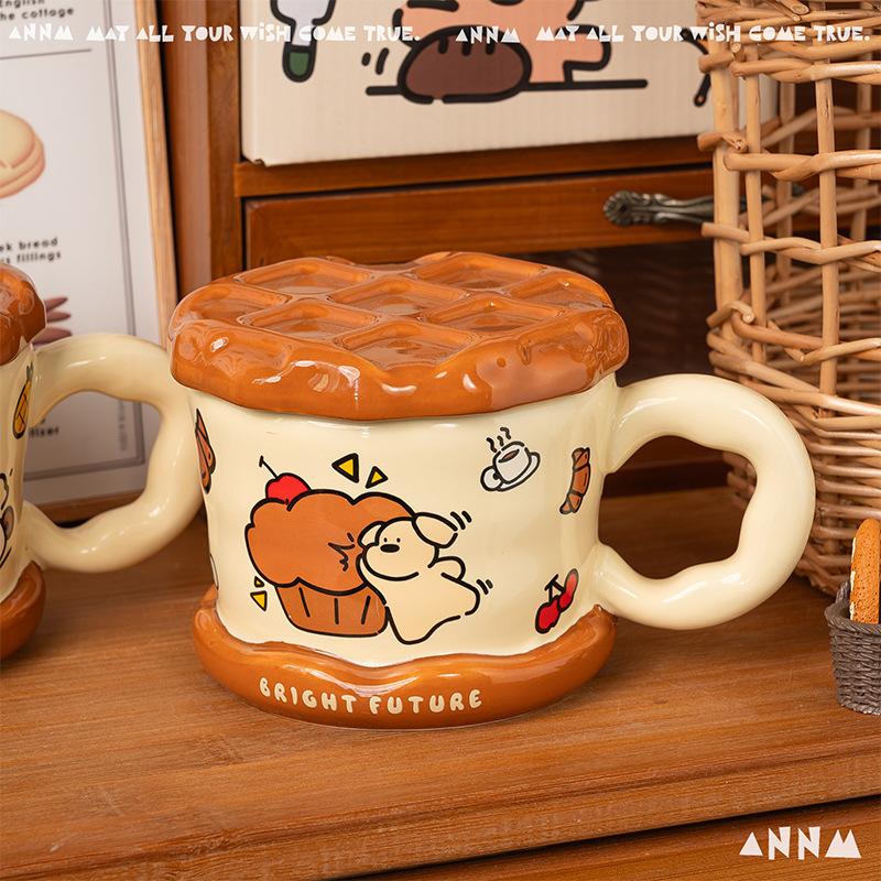 Cups Household Drinking Water  High Appearance Level Cute Puppy Birthday Gift  Souvenir  Mug with Lid Ceramic Water Cup