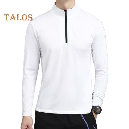 Cămăși sport pentru bărbați, cu guler ridicat, hanorac cu jumătate de fermoar, culoare solidă, cu mânecă lungă, pulover, pentru toamna iarnă, îmbrăcăminte ocazională