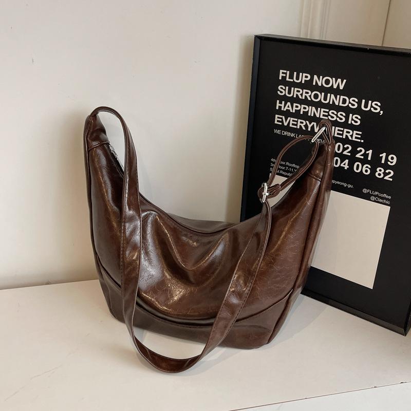 

Простая сумка большой вместимости женская 2025 новая модная универсальная повседневная сумка через плечо студенческая сумка-мессенджер для поездок на работу сумка-тоут темно-коричневого