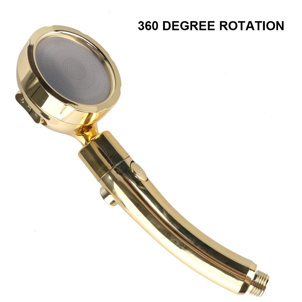 360 grader roterande handhållet duschhuvud Justerbart 3 sprayinställning med ON/OFF Paus-brytare Vattensparande duschhuvud