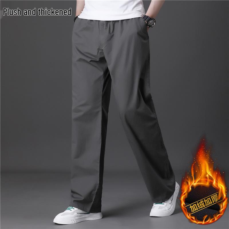 Men's Loose Fit Cotton Casual Pants with Multiple Pockets - Plus Size, Straight Leg, Ideal for Spring/Summer.