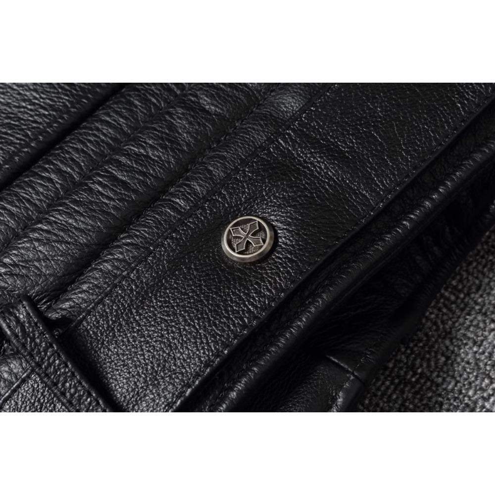 Chinese Size Real Cowhide Coat Genuine Leather Clothes Men's Motorcycle Skull Motorcycle Riding Jacket Autumn