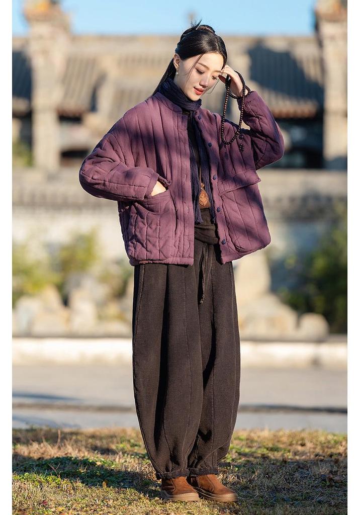 Women's Retro Chinese Style Quilted Cotton Linen Jacket