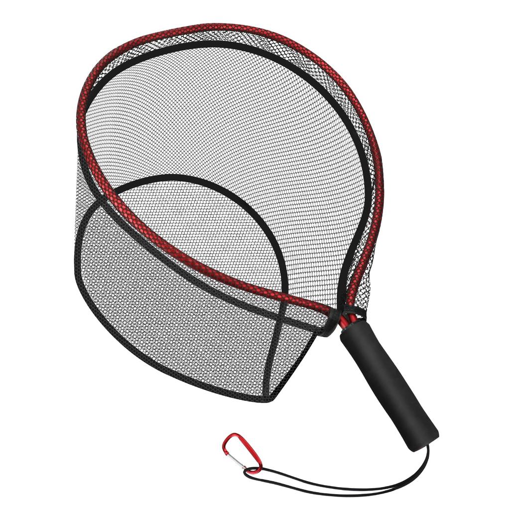 SANLIKE Fly Fishing One Piece Ball Frame Landing Net Aluminum Alloy Frame EVA Handle Tamoami Ball Net Ultra Light Nylon Large Frame Freshwater