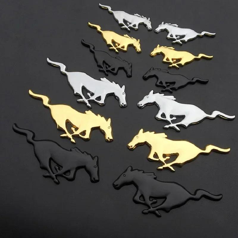 GDZJ3 2PCS 7.5/11CM Metal Car Side Badge Running Horse Sticker for Ford Mustang Shelby F150 Fiesta Focus Ecosport Edge Escape Explorer