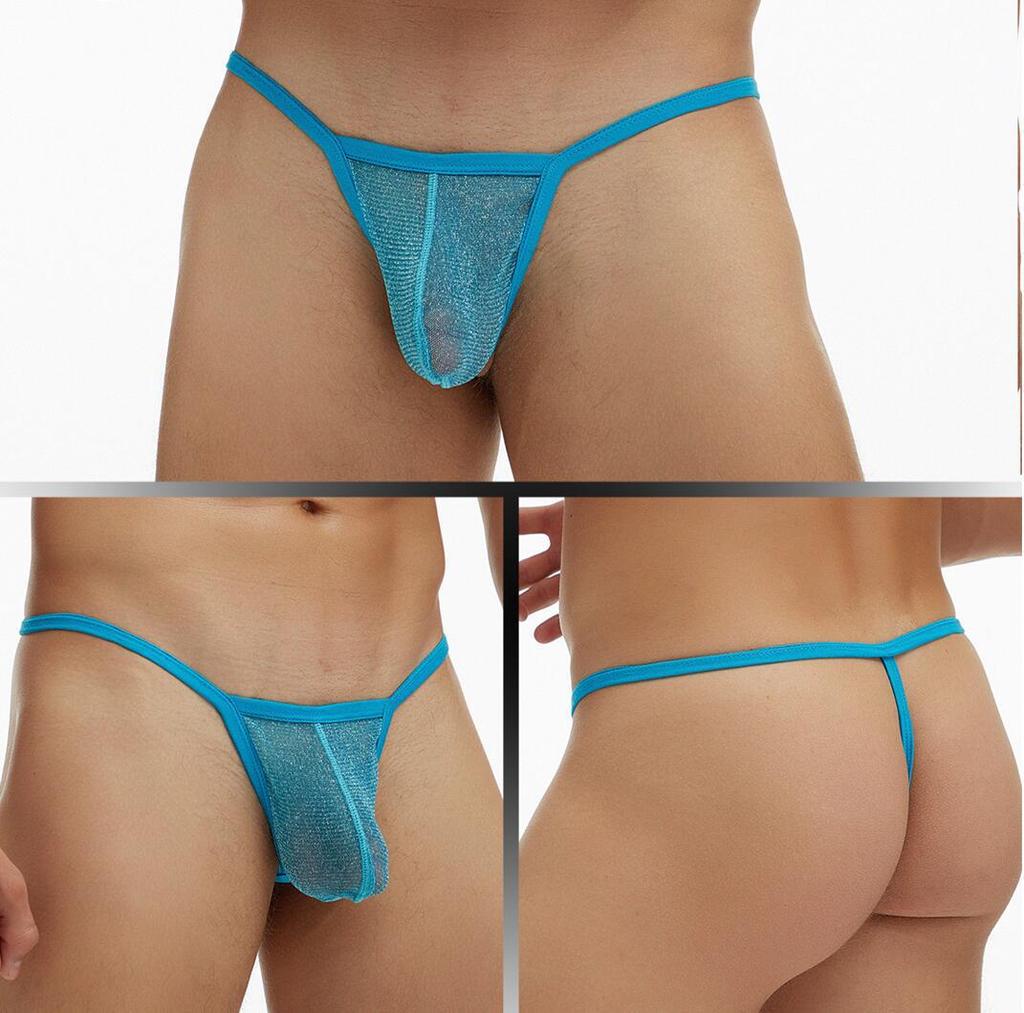 European and American Men's Fine Mesh See-through T-Back Thong Underwear, Plus Size E080
