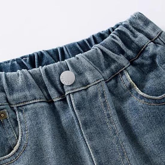 Kinderen Wijdvallende Jeans Hoge Taille Casual Rechte Pijp Broeken Modieuze Kinder Jeans voor Lente Zomer