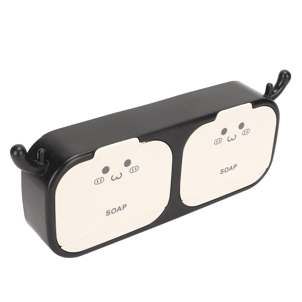 Caixa Porta Sabonete de Parede 2 Espaços Drenagem Sem Furo À Prova D'água Dobrável Porta Sabonete para Casa