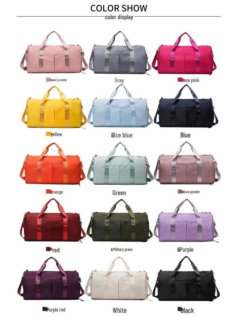 Large Capacity Travel and Gym Bag with Printed Logo, Dry/Wet Separation, Shoe Compartment, Ideal for Yoga, Swimming, and Business Trips