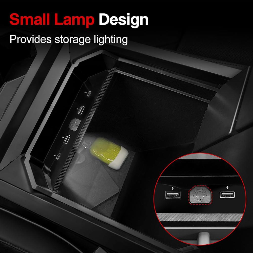 Center Console Organizer Tray Compatible With Tesla Cybertruck 2024,Armrest Storage Tray With USB Expansion Docks For Cybertruck Accessories