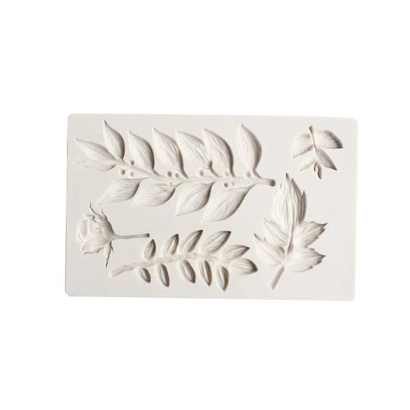 3D Long Leaves Shape Silicone Mold Fondant Chocolate Biscuits DIY Kitchen Baking Cake Decoration Tool Handmade Soap Mold