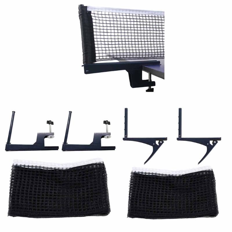 Table Tennis Net and Post Set Adjustable Training Practice Mesh Grip Holder Clip Folding PingPong Mesh Net Clip