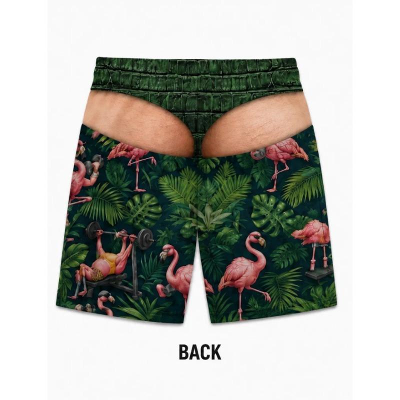 Boxeri de înot amuzanți personalizați Pantaloni scurți de plajă la modă Costum de baie Cadou amuzant de ziua de naștere Boxeri de vară Lenjerie intimă falsă Pantaloni scurți de plajă M black