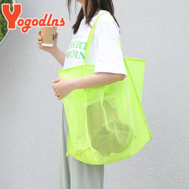 Literary Mesh Hollow Out Tote Bag For Women Summer Beach Bag Handbag Large Capacity Shoulder Bag Student Bookbags Sac