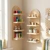 Minimalist Wooden Wall Shelves 4-Tier Design Boho Style Rack Wall Mounted Shelf  Wall Decoration