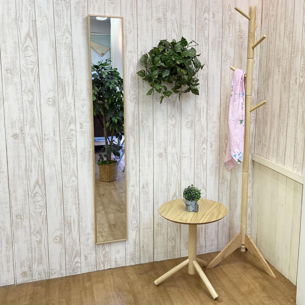 slim made in 153 x 22 thin wooden natural W220 NA Wall-mounted mirror, full-length mirror, design, Japan, cm, shatterproof, frame, wood, (Natural).
