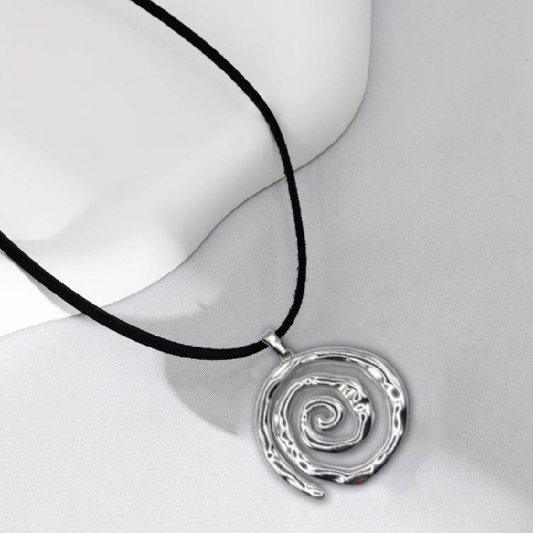 Fashionable Goth Necklace Accessory Chic Swirl Pendant on Velvets Cord Choker