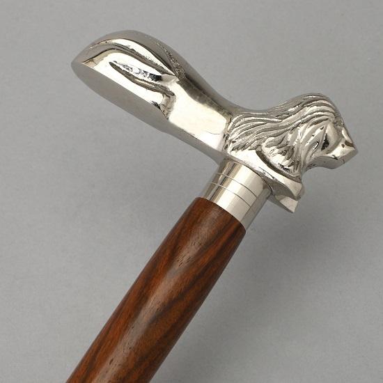 Prémium Kézzel Készített Fa Séta Bot Férfiaknak és Nőknek Gyönyörű Ezüst Oroszlánfej Arany Oroszlánfej