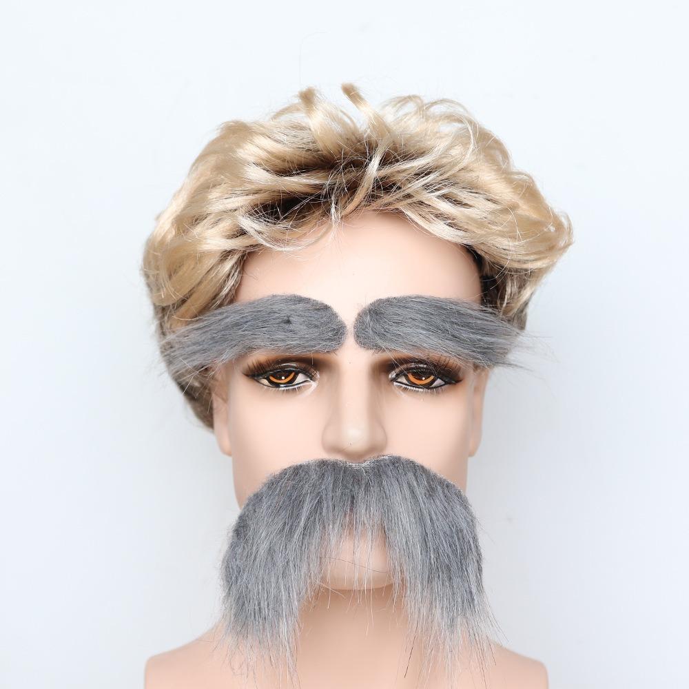 Self-Adhesive Fake Beard Set Hairy Facial Hair Props Novelty Eyebrow Mustache Set  Christmas Party