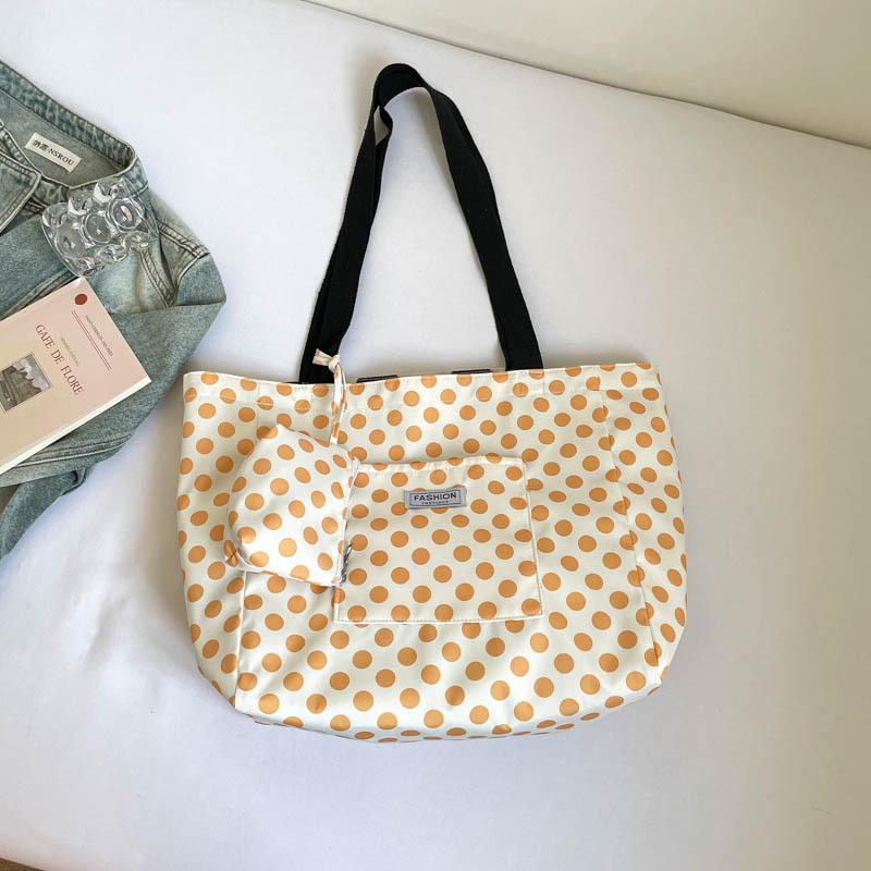 Retro Polka Dot Shoulder Bag for Commuting, Lightweight Shopping Bag, Student School Bag