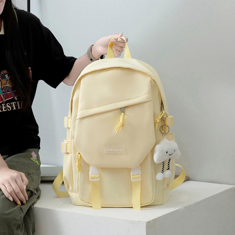 Schoolbag Large capacity junior high school student schoolbag Korean version Mori Harajuku light backpack versatile solid color tooling bag 1011