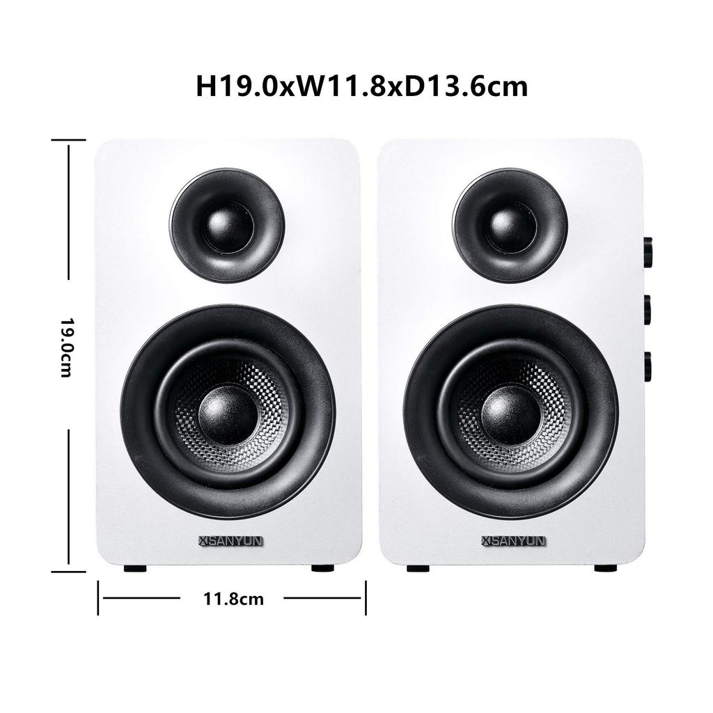 Sanyun SW208 3" Active Bluetooth 5.0 Bookshelf Speakers – 60W Carbon Fiber Speaker Units – Built-in 24-bit DAC – Dynamic 3D Surround Sound – PC Monito