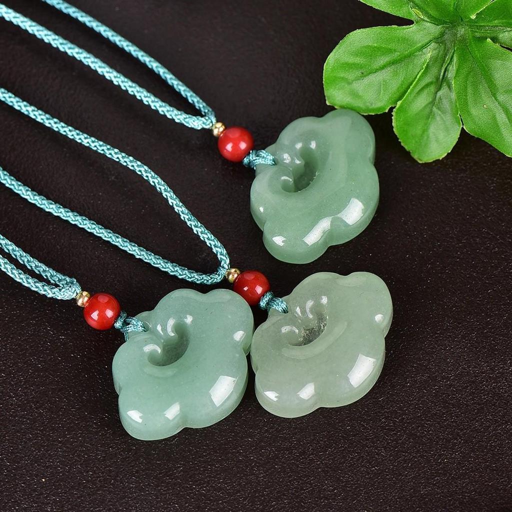 Tianshan Jade Cloud Lock Pendant: Xinjiang Golden Silk & White Jade Ruyi Amulet for Men and Women