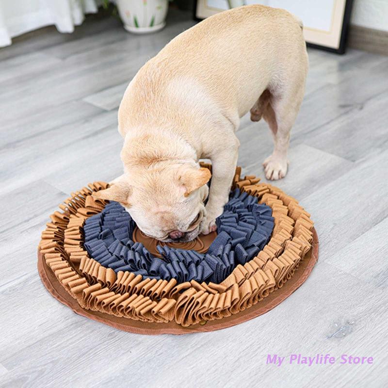 

48x48cm Dog Snuffle Mat Rabbit Foraging Feeding Pad Treat Puzzle Toy Sniffing Training Mats for Small Medium Large Breed Dogs бежевый