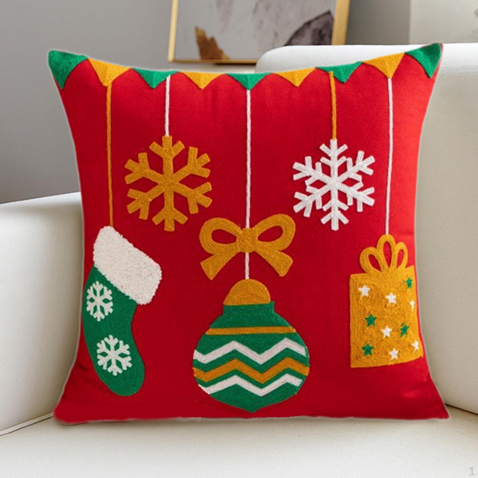 

Рождественская наволочка на молнии с вышитым украшением 18x18 дюймов для кровати Style B