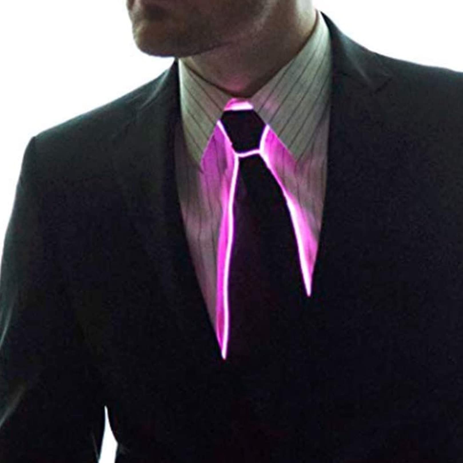 [PIENSE] Светодиодный галстук со световой индикацией, EL-свечение, мигающий/постоянный, новинка для вечеринки/мероприятия (фиолетовый)