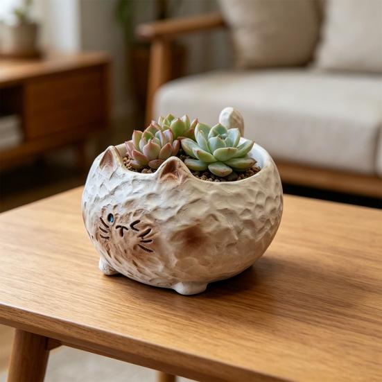 Cute Pet Shaped Flower Vase, Decorative Small Cat/Dog Resin Vase for Living Room, Bookshelf, Dining Table, Kitchen Decor