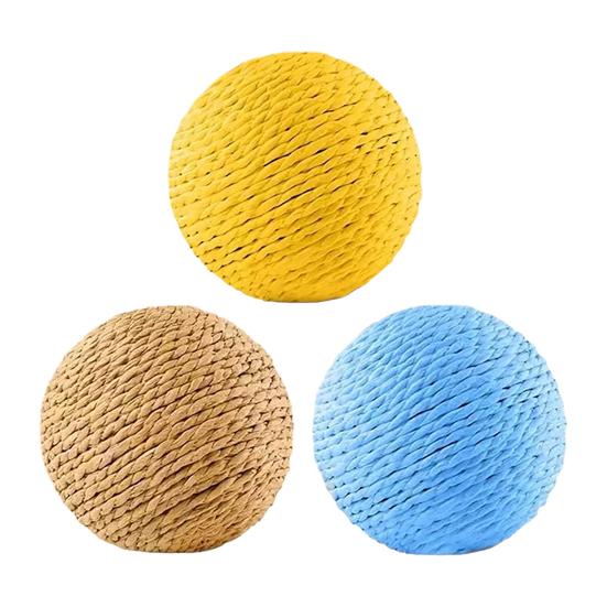 Jute Ball Cat Toy with Large Self-Entertainment Ball Squeaker Extra for Teething Biting Natural Sisal Toy