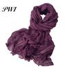 Unisex Long Scarf Women Solid Color Pleated Retro Autumn Warm Winter Soft Vintage Inspired
