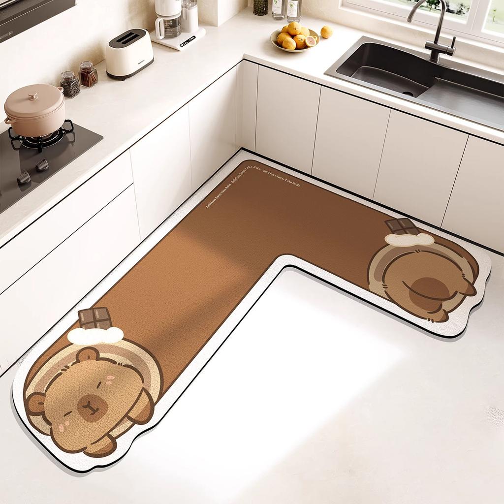 L-shaped Diatom Mud Easy To Clean Foot Pad High-quality Dirt-resistant Anti-slip Pad Household Water-absorbent Oil-absorbent Floor Mat